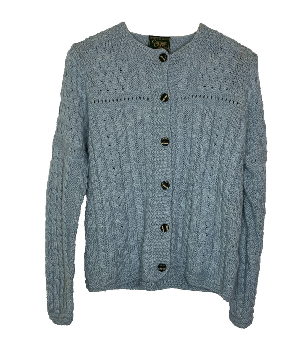 Women's Medium Carraig Donn 100% Merino Wool Ireland Cable Knit Cardigan